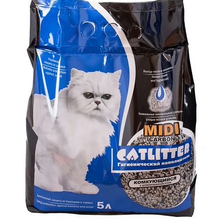 CATLITTER carbon MIDI 5л комкующийся