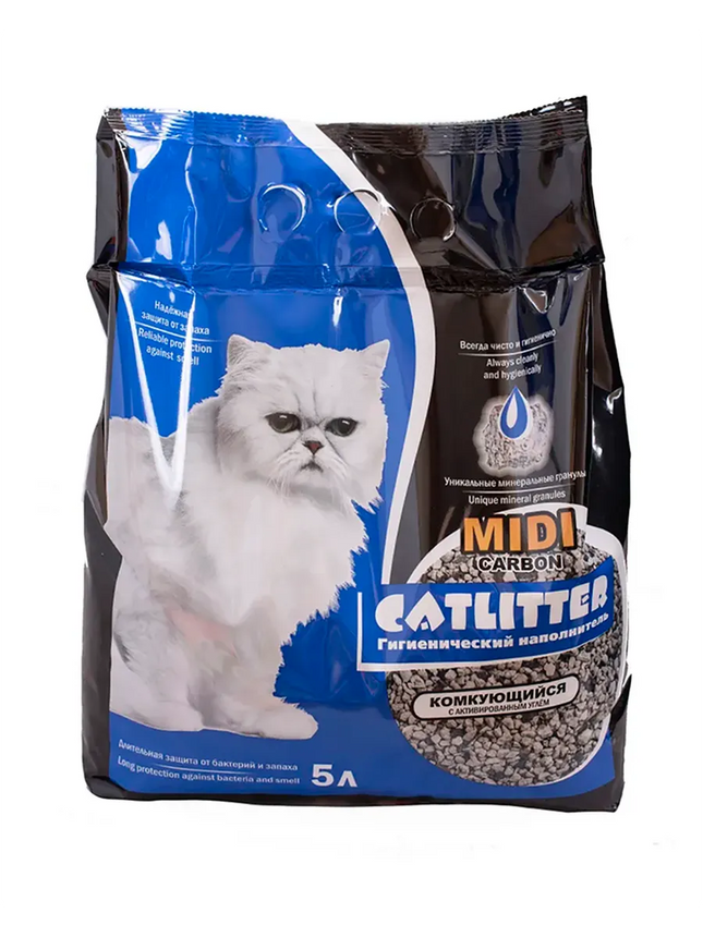CATLITTER carbon MIDI 5л комкующийся