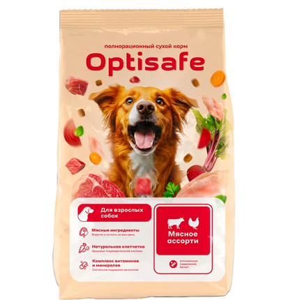 Optisafe сухой ПК для взр. собак Мясное ассорти 13кг