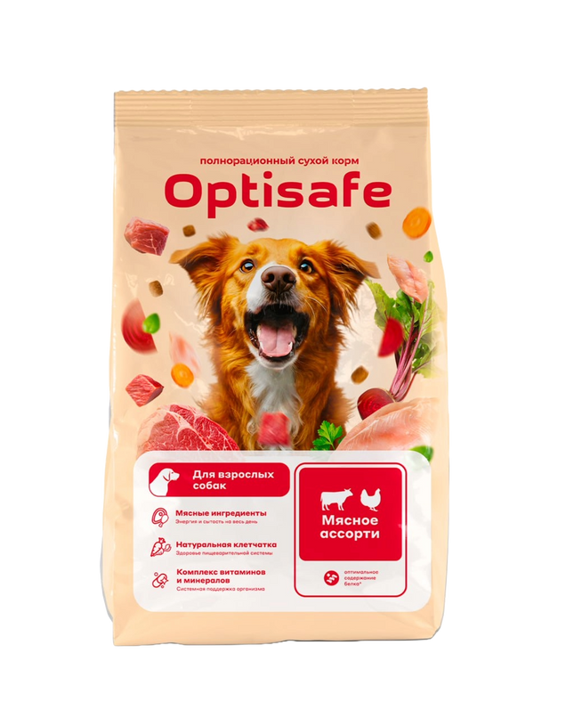 Optisafe сухой ПК для взр. собак Мясное ассорти 13кг