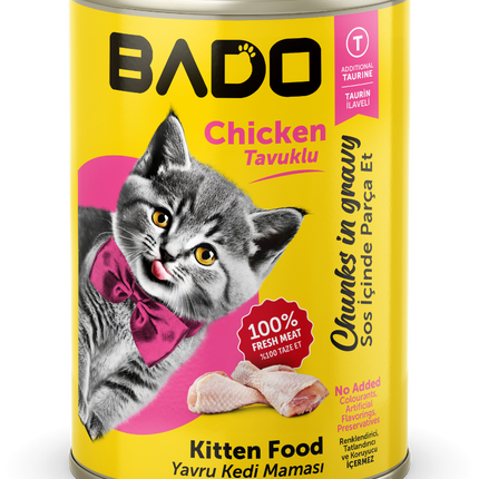Bado консервированный корм для котят, кусочки в соусе, курица, 400г
