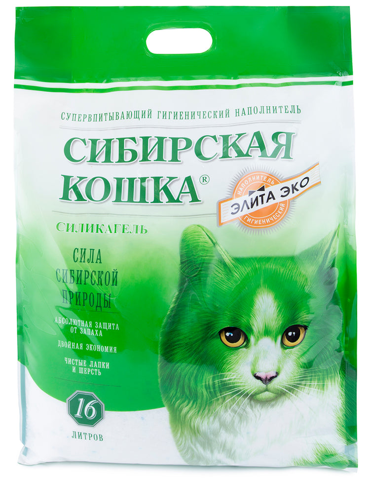 Сибирская Кошка Элита ЭКО 16л силикагель (зеленые гранулы)