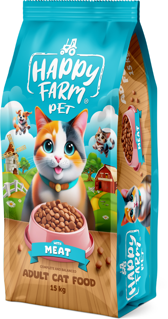 HAPPY FARM Сухой Корм Для Взрослых Кошек 15кг (Рис Ягненок)