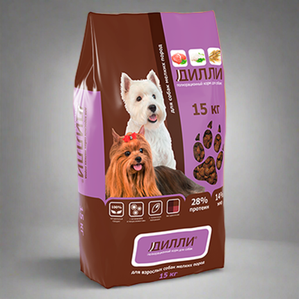 Корм «Дилли» для взрослых собак мелких пород 15кг
