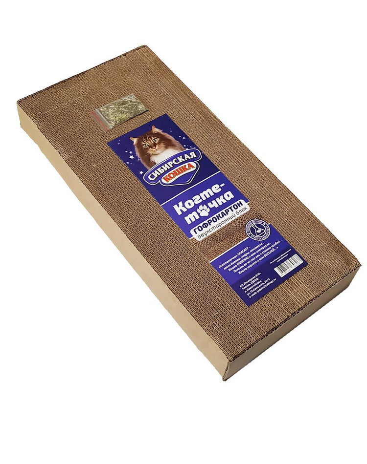 “Siberian Cat” Scratching Board, CORRUGATED CARDBOARD (double-sided), 47 × 22 × 5.3 cm