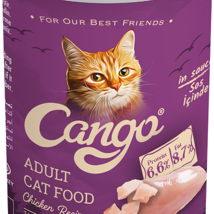 Cango консервированный корм для взрослых кошек, кусочки в соусе, курица, 415г