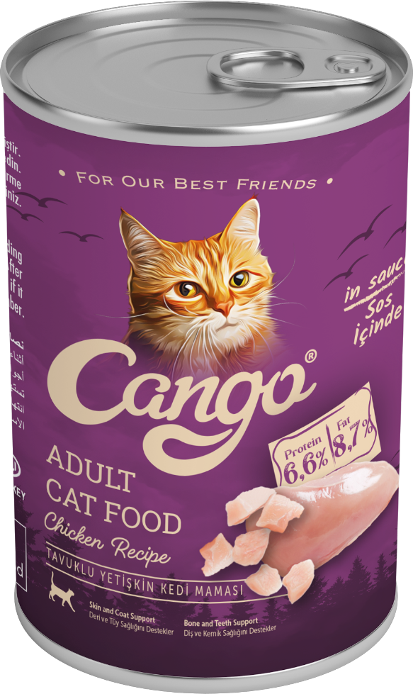 Cango консервированный корм для взрослых кошек, кусочки в соусе, курица, 415г