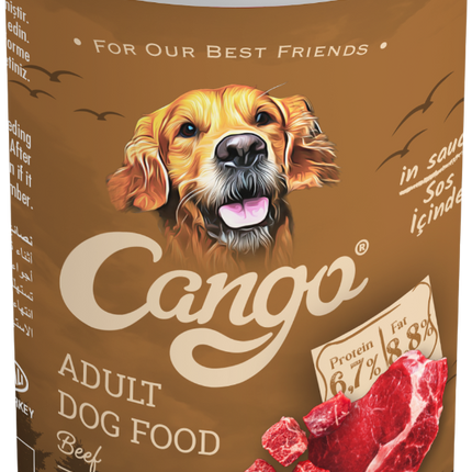 Cango консервированный корм для взрослых собак, кусочки в соусе, говядина, 415г