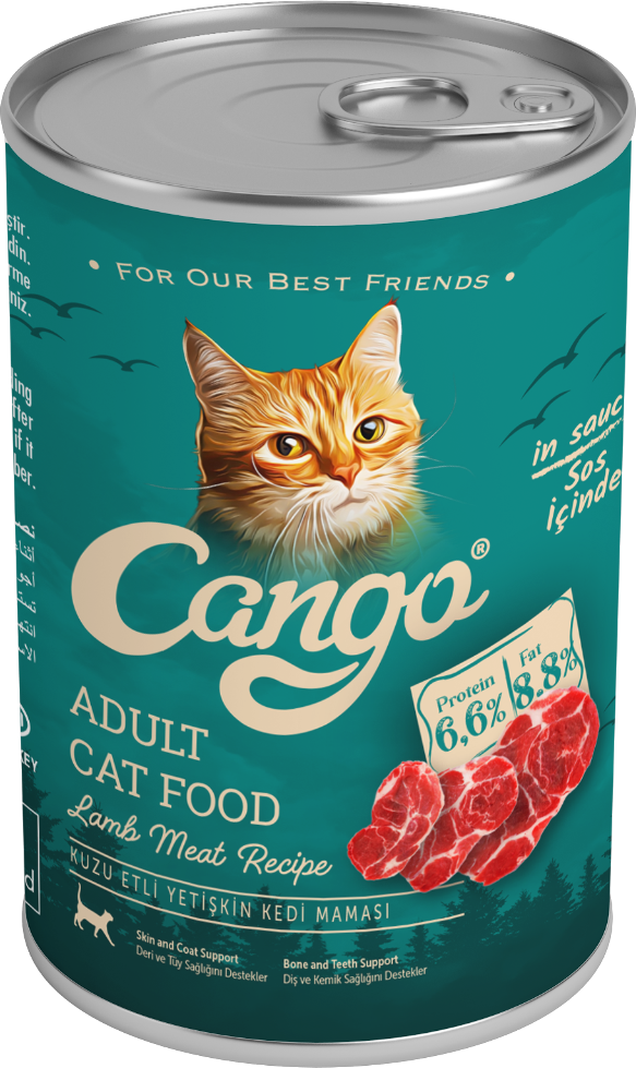 Cango консервированный корм для взрослых кошек, кусочки в соусе, ягненок рис, 415г