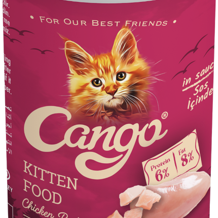 Cango консервированный корм для котят, кусочки в соусе, курица, 415г