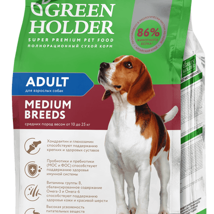 Корм «Green Holder» для взрослых собак средних пород 10кг